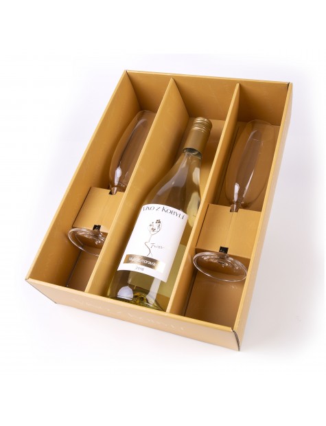 Víno z Kobylí Dárkový set Müller Thurgau + 2 skleničky 